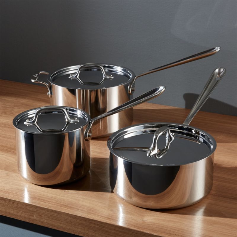 AllClad d3 Stainless Steel 3qt. Saucepan with Lid + Reviews Crate