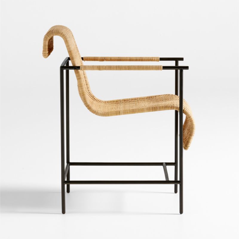 Alvar Black Rattan Dining Arm Chair Crate & Barrel Canada