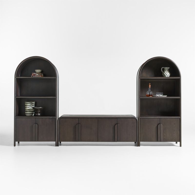 Annie 72" Charcoal Brown Wood Storage Media Credenza with 2 Charcoal