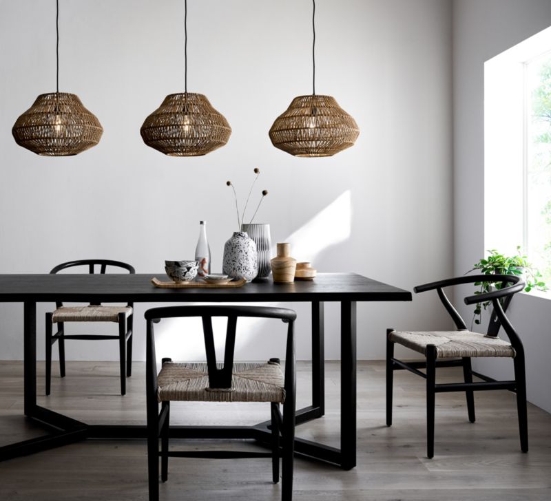 Crescent Black Rush Seat Dining Chair, Set of 4 + Reviews Crate & Barrel