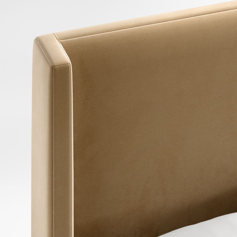 Arden 52" Velvet Camel Brown Upholstered Queen Headboard with Batten