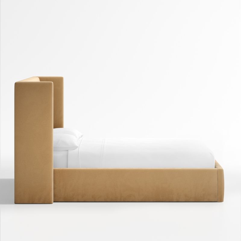 Arden Camel Brown Upholstered Bed with 52" Headboard Crate & Barrel