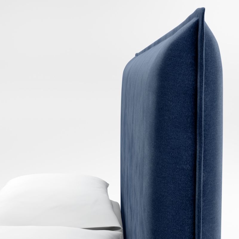 Arvada 54" Navy King Upholstered Headboard with Batten White Oak