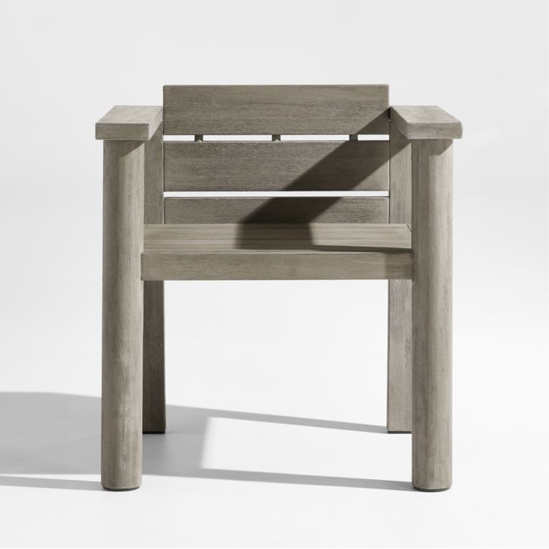 Ashore Grey Wash Mahogany Wood Outdoor Patio Dining Arm Chair + Reviews