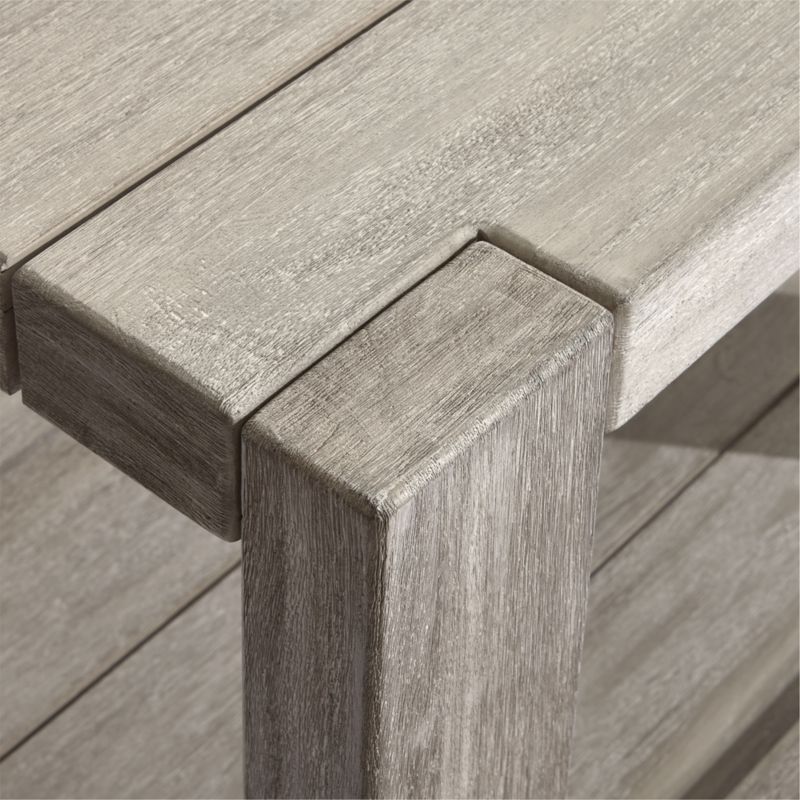 Ashore Grey Wash Mahogany Wood Outdoor Patio Drink Stand Crate & Barrel