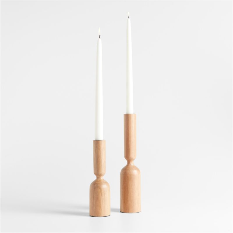 Asker Natural Wood Taper Candle Holders, Set of 2 + Reviews Crate