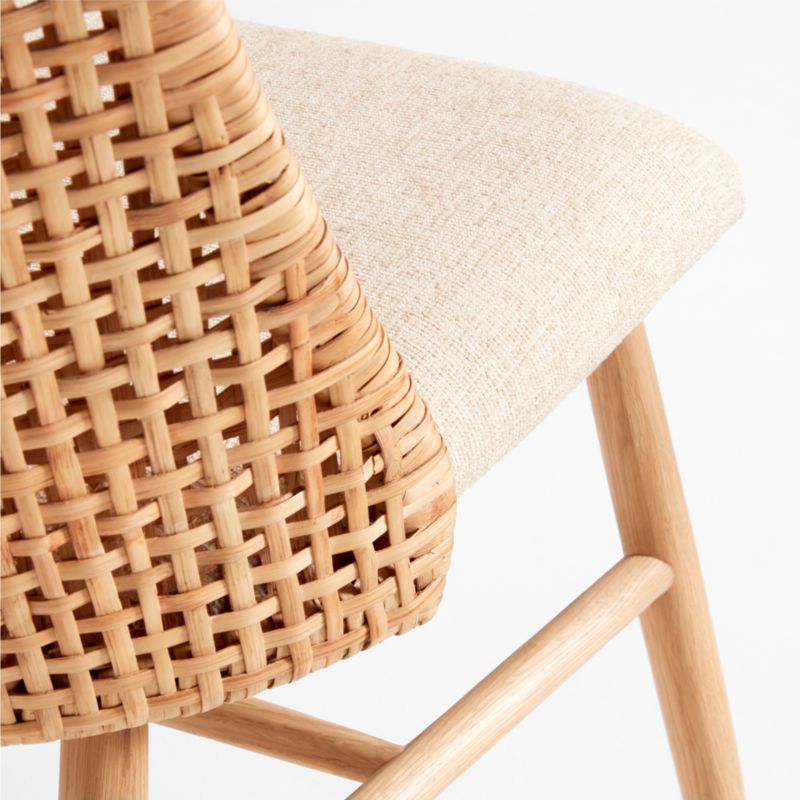 Astrid Upholstered Oak Wood and Rattan Dining Chair with Performance