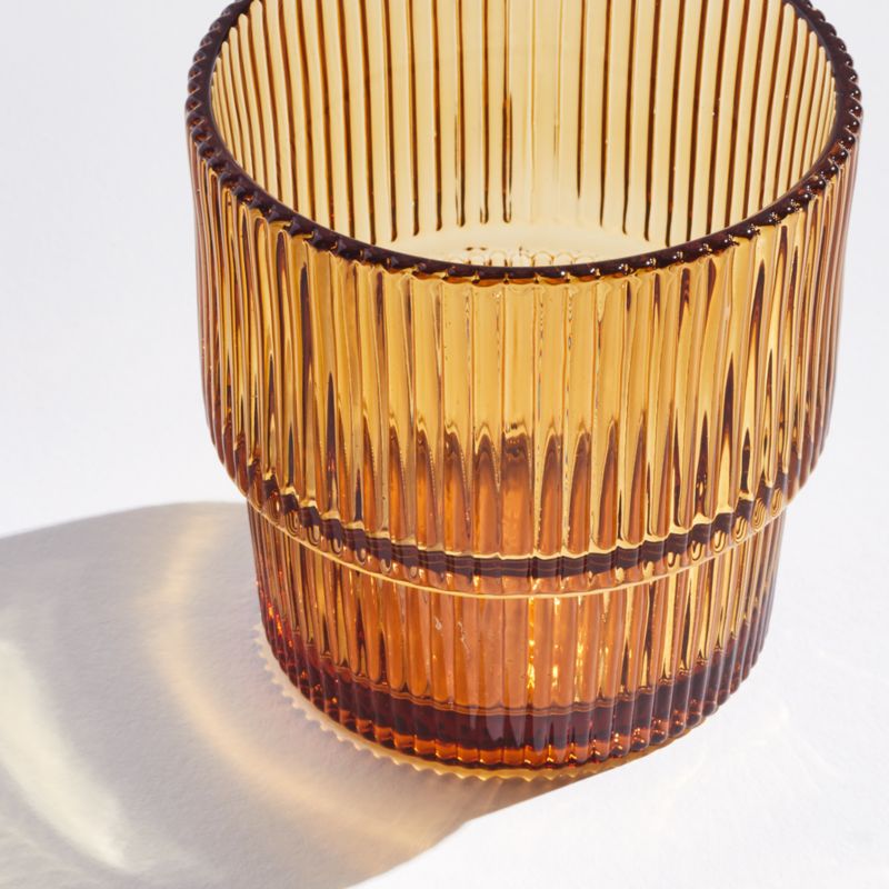 Atwell 11Oz. Spice Orange Stackable Ribbed Double OldFashioned Glass