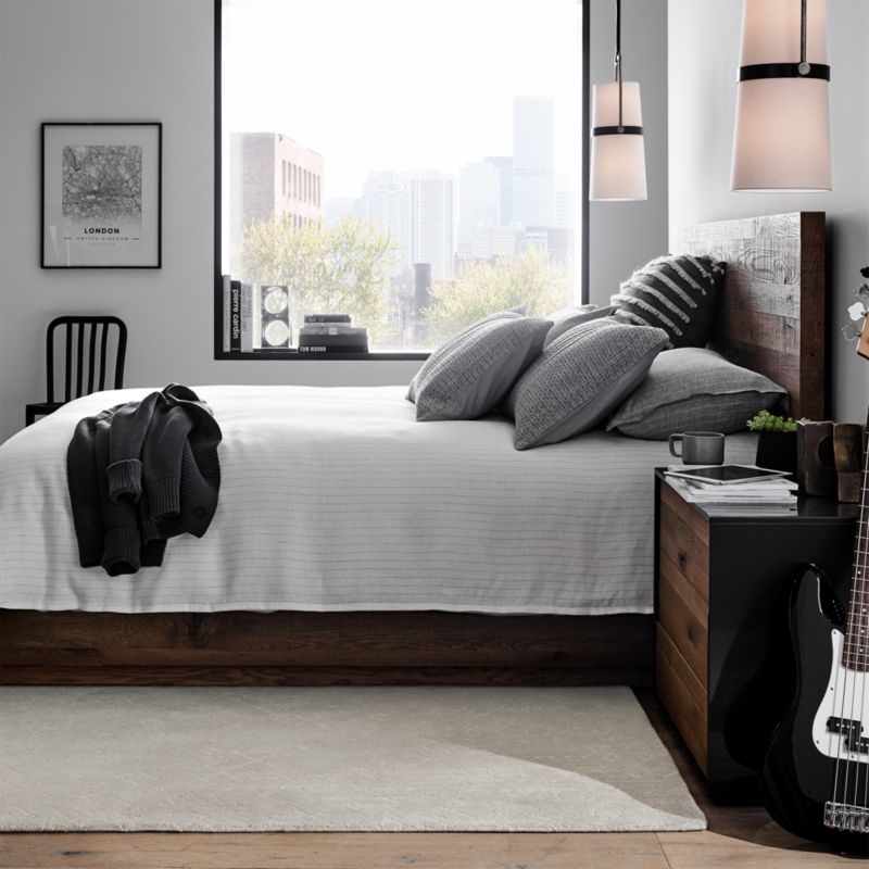 Pure Linen Pinstripe Grey Standard Pillow Sham + Reviews Crate & Barrel