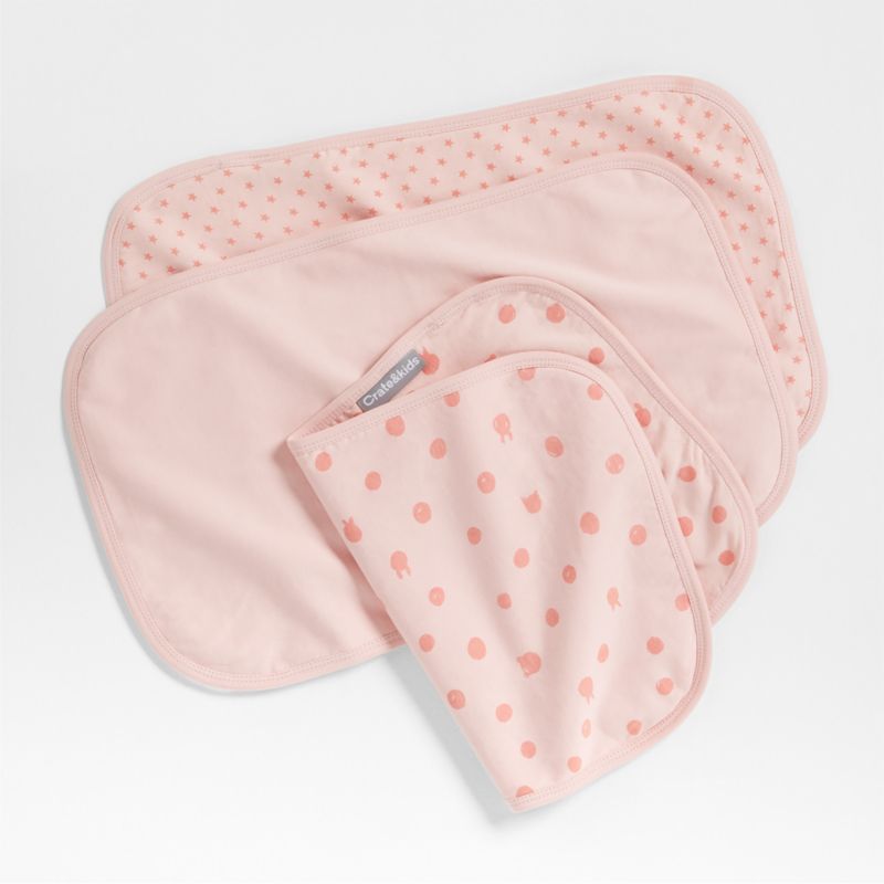 Baby's First Organic Jersey Pink Baby Burp Cloths, Set of 3 Crate & Kids