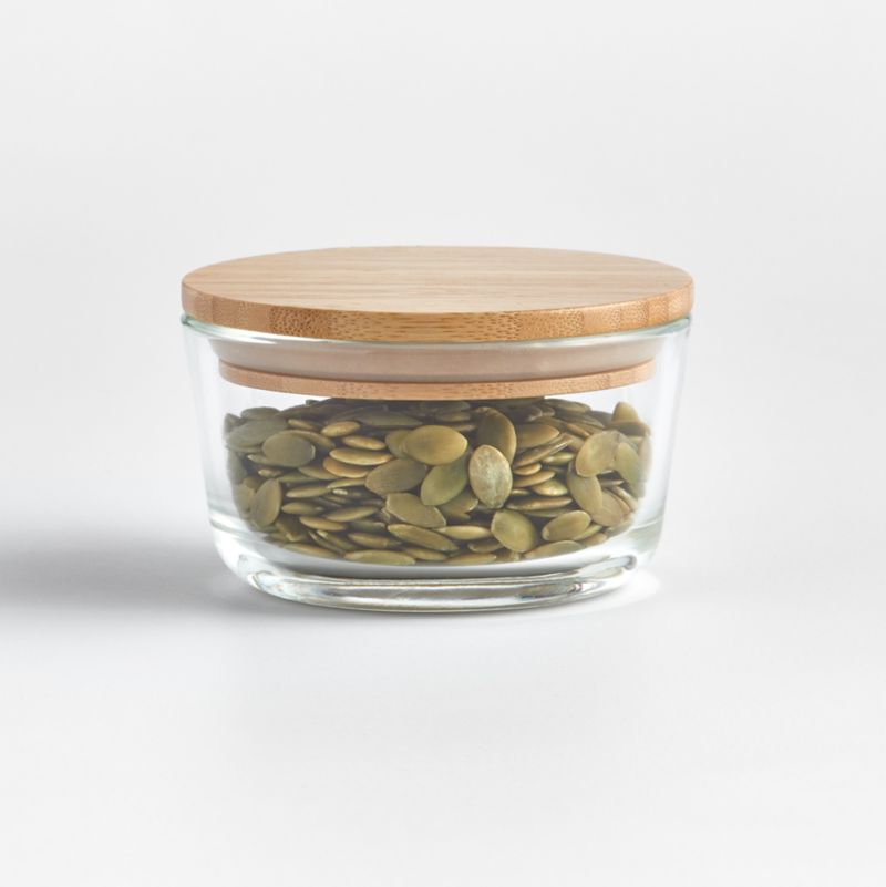 1Cup Round Glass Storage Container with Bamboo Lid + Reviews Crate