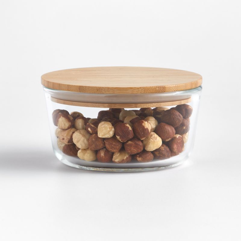 2Cup Round Glass Storage Container with Bamboo Lid + Reviews Crate & Barrel