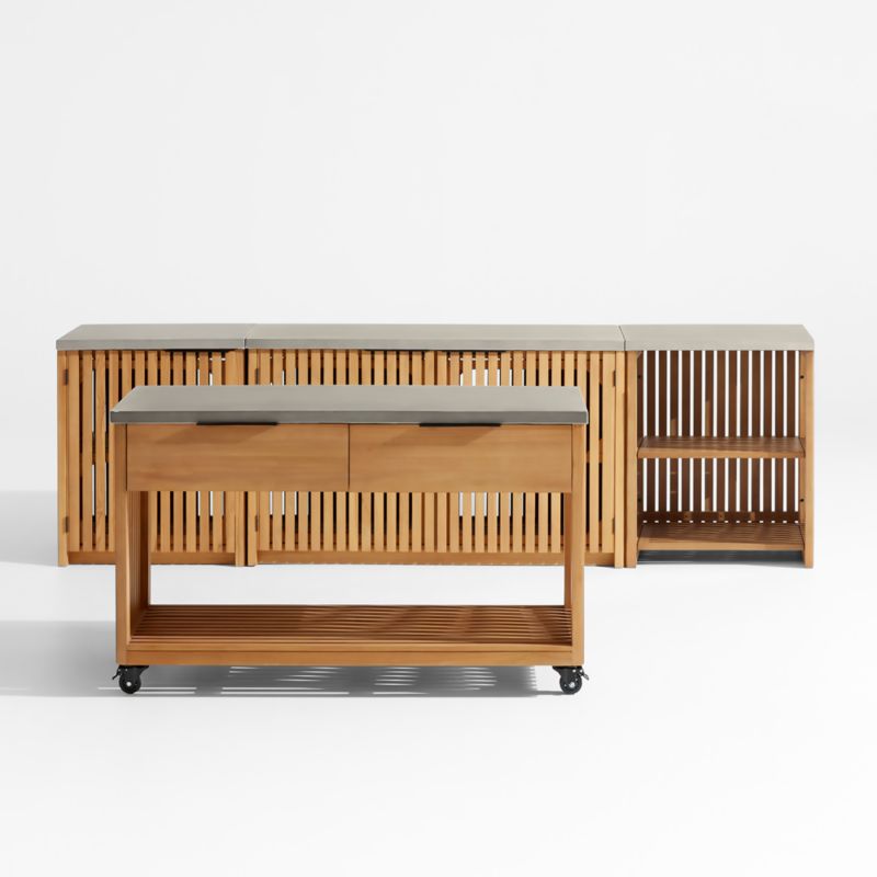 Batten 3Piece Teak Outdoor Kitchen Set with Island + Reviews Crate