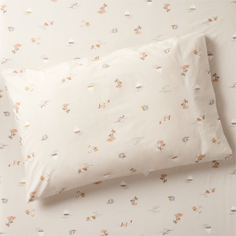 Stay Cool Beach Scene Organic Cotton Kids Pillowcase Crate & Kids
