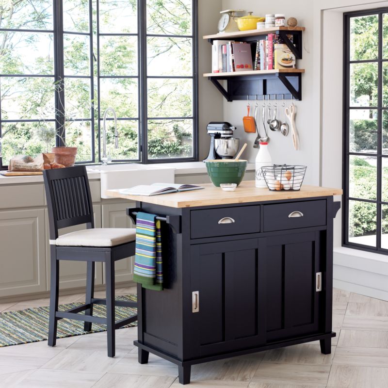 Belmont Black Kitchen Island + Reviews Crate & Barrel