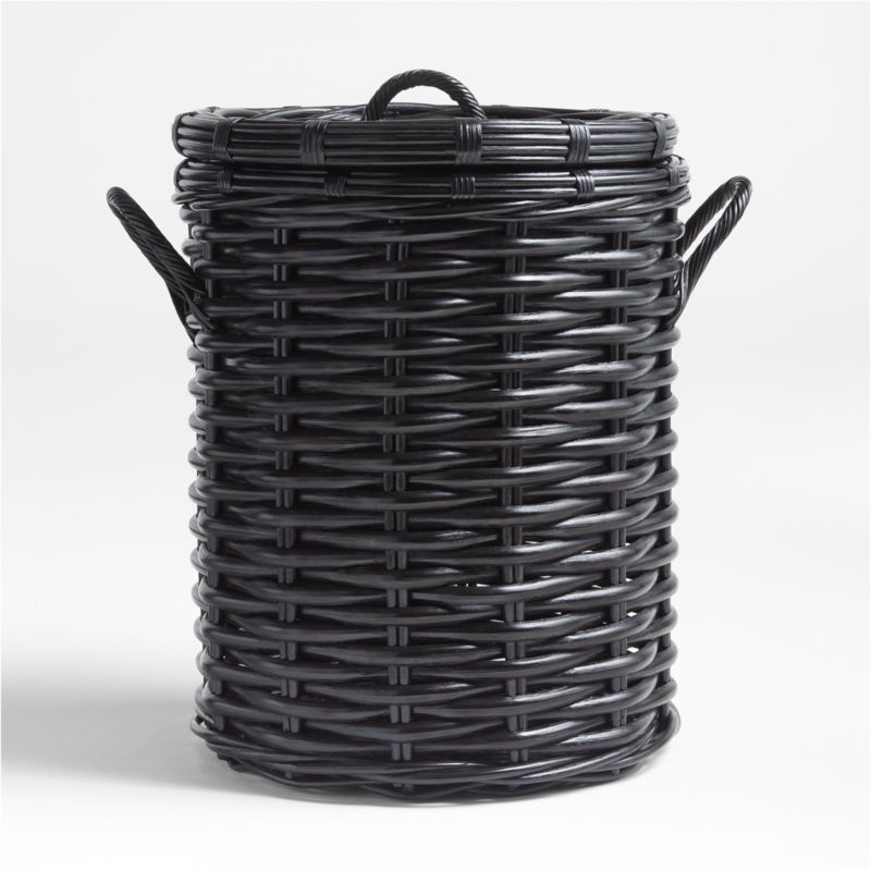 Black Woven Rattan Hamper + Reviews Crate & Barrel Canada
