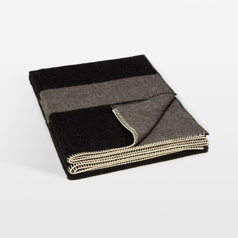 Blacksaw Mason 59"x79" Alpaca Black Throw Blanket Crate & Barrel