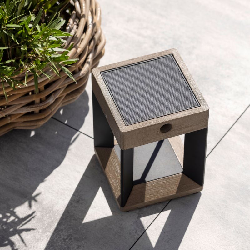 Blade Black Metal LED Solar Outdoor Table Lamp Crate & Barrel