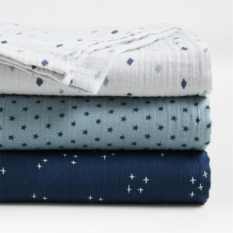 Blue Charms Organic Baby Swaddles, Set of 3 + Reviews Crate & Kids Canada