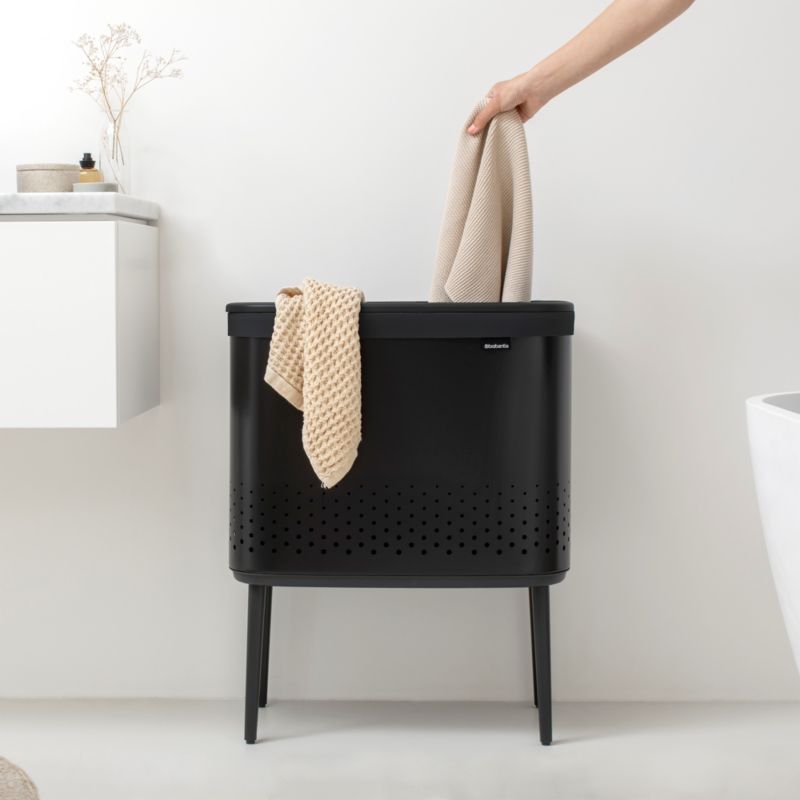 Brabantia Bo 60Liter Black Metal Laundry Hamper + Reviews Crate & Barrel