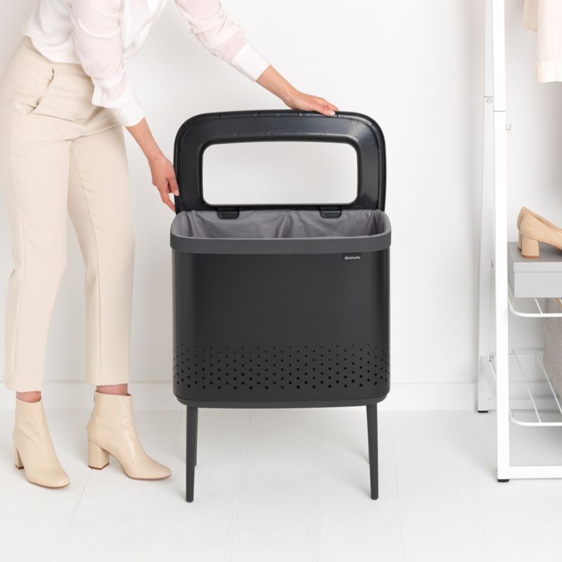 Brabantia Bo 60Liter Black Metal Laundry Hamper + Reviews Crate & Barrel