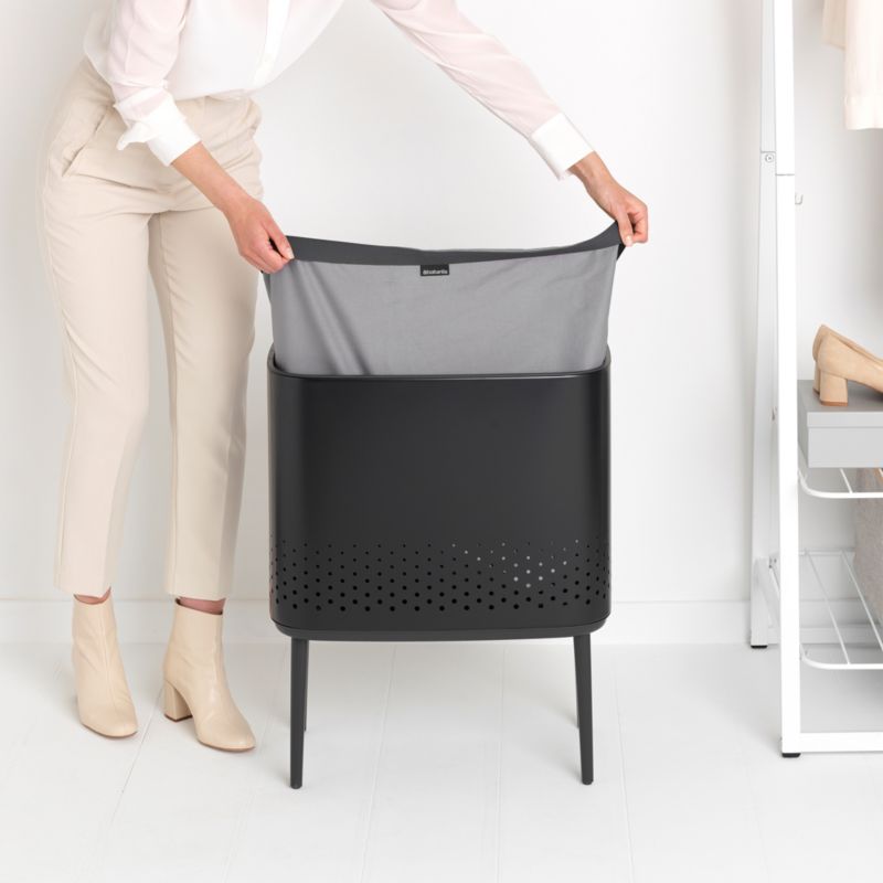 Brabantia Bo 60Liter Black Metal Laundry Hamper + Reviews Crate & Barrel