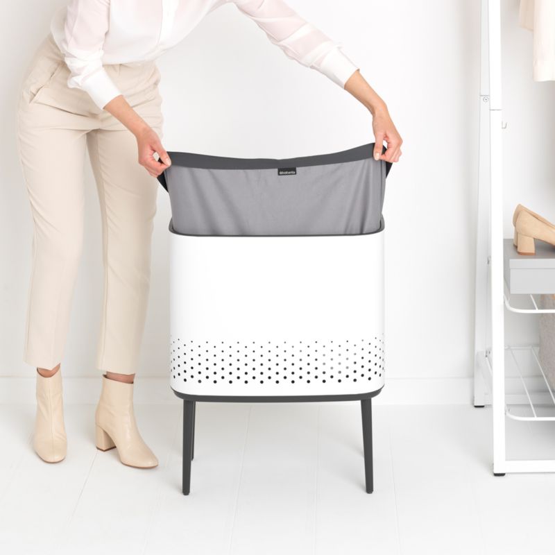 Brabantia Bo 60Liter White Metal Laundry Hamper + Reviews Crate & Barrel