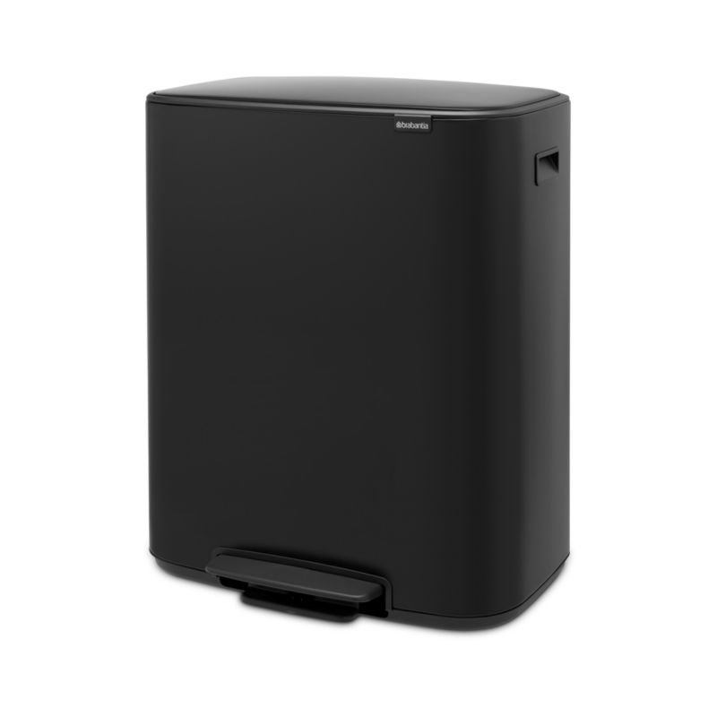 Brabantia Matte Black Bo Step On Dual Compartment Recycling Trash Can