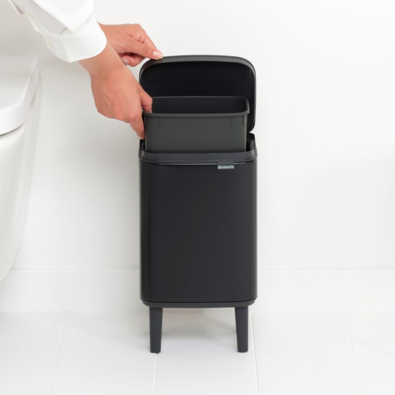 Brabantia Bo 4Liter Black Metal Trash Can Crate & Barrel