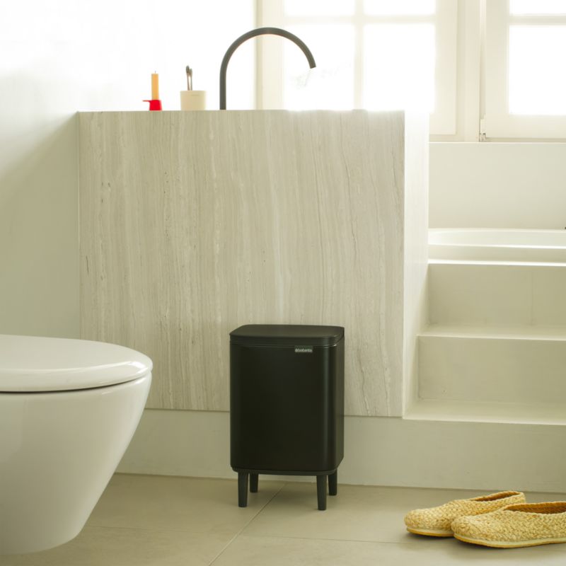 Brabantia Bo 7Liter Black Metal Trash Can Crate & Barrel