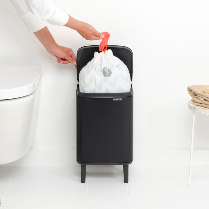 Brabantia Bo 7Liter Black Metal Trash Can Crate & Barrel
