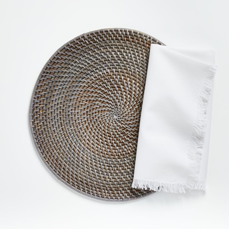 Artesia Grey Woven Rattan Round Placemat + Reviews Crate & Barrel Canada
