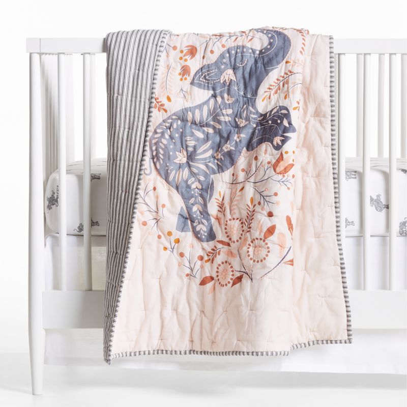 Botanical Elephant Organic Cotton Baby Crib Quilt + Reviews Crate
