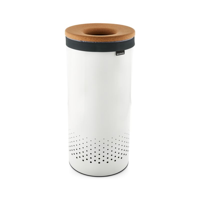 Brabantia White 35Liter Laundry Bin with Cork Lid + Reviews Crate