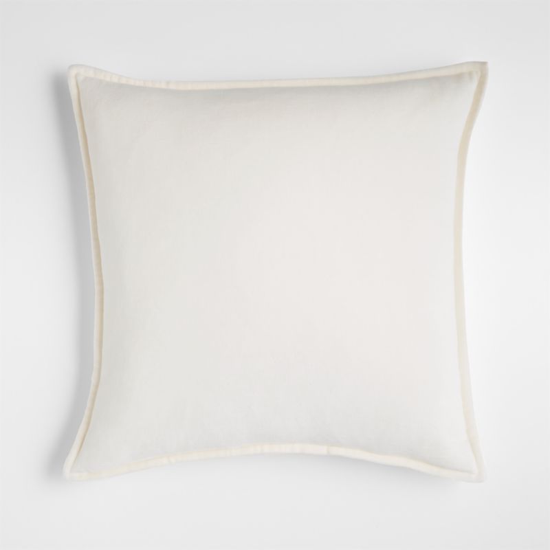 Ivory 20"x20" Washed Organic Cotton Velvet Throw Pillow Cover + Reviews
