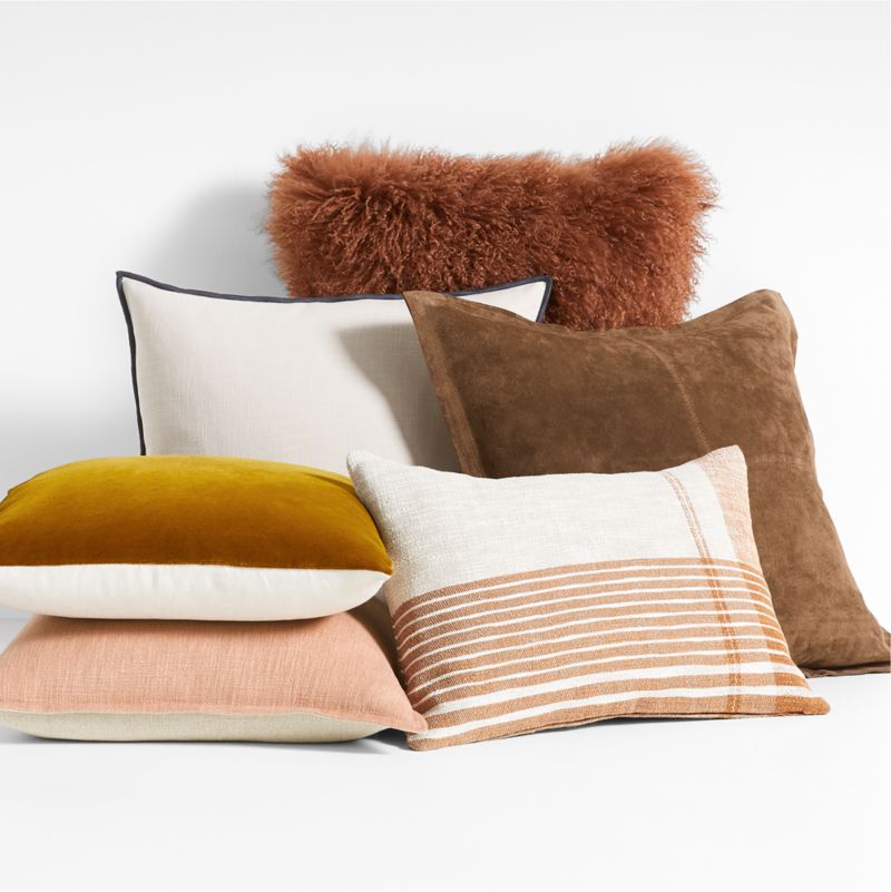 Spiced Orange Mongolian Sheepskin 20"x20" Throw Pillow with Feather