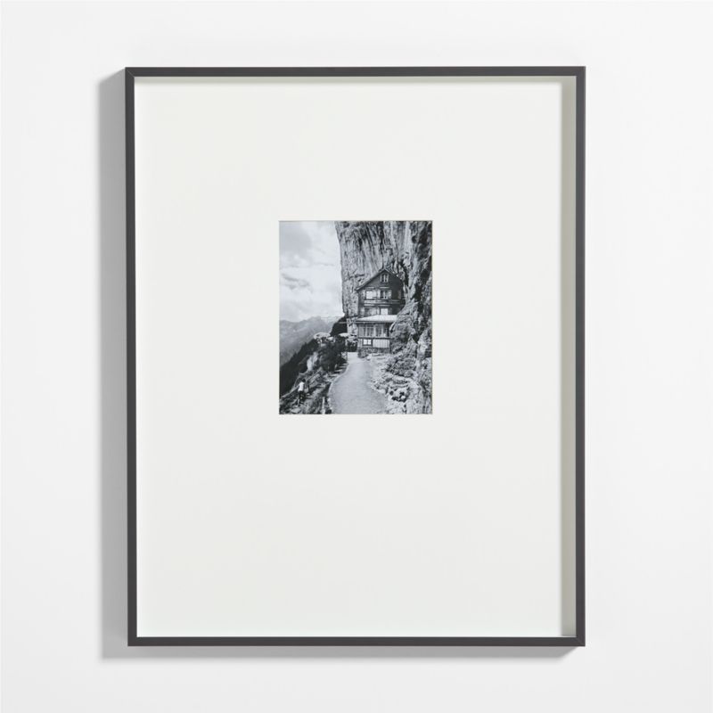 Brushed Black Metal Picture Frame with White Mat 8x10 + Reviews Crate