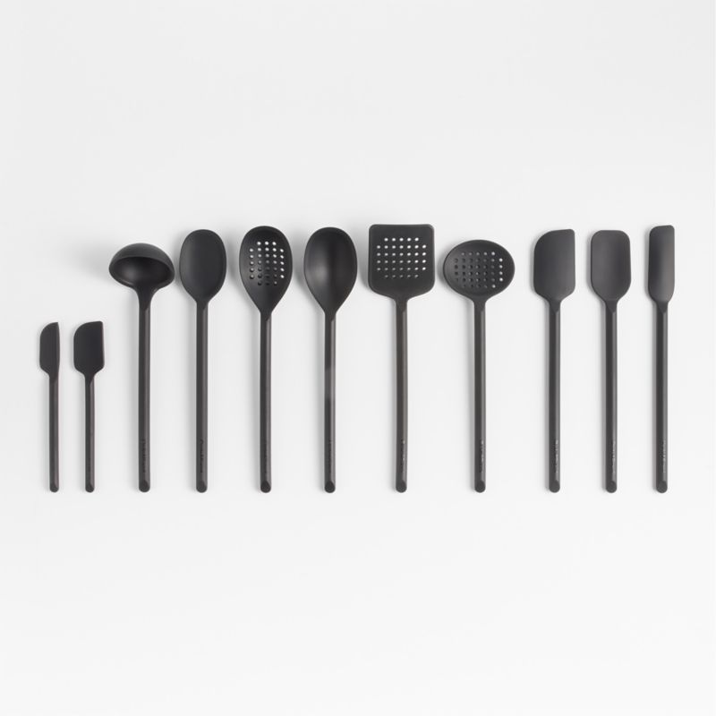 Crate & Barrel Black Silicone Deep Slotted Spoon + Reviews Crate & Barrel