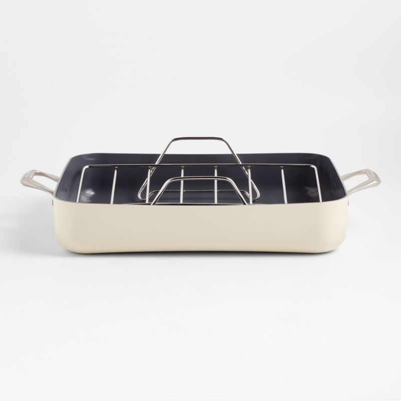 Crate & Barrel EvenCook Core Cream Ceramic Roasting Pan + Reviews
