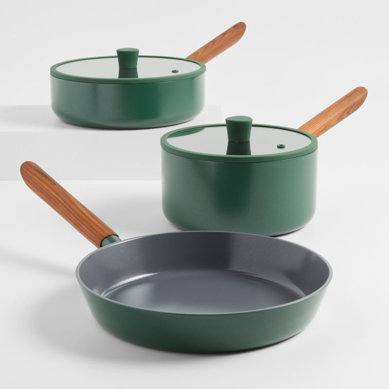 Crate & Barrel Monterey Cypress Green 5Piece NonStick Ceramic