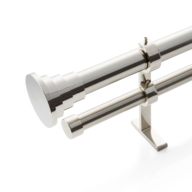 Tiered Polished Nickel Finial and Double Curtain Rod Set 48"88