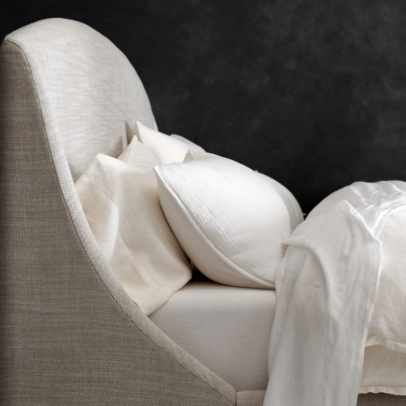 Lafayette Weave Mist Grey Upholstered King Bed Frame + Reviews Crate & Barrel Canada