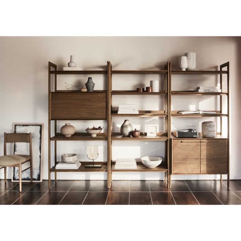Tate Walnut Bookcase Bar Crate & Barrel