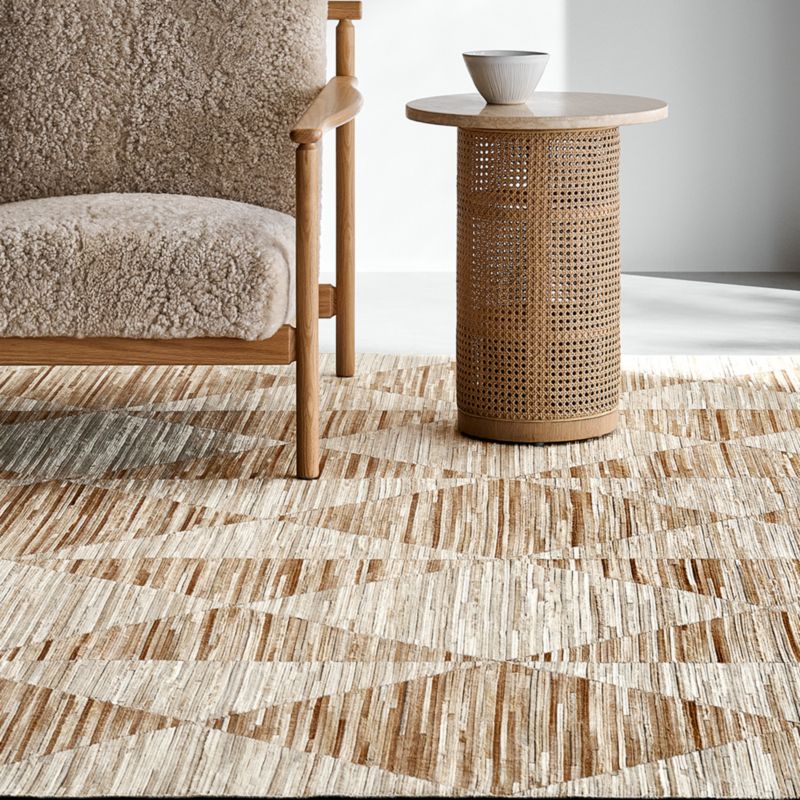 Travertine Cane Round End Table + Reviews Crate & Barrel