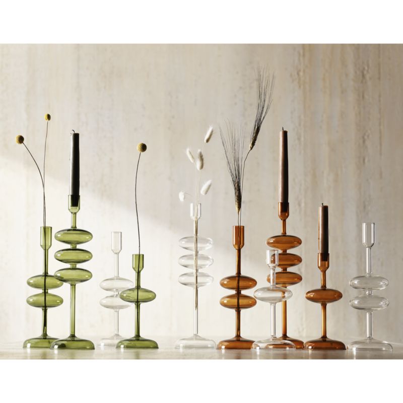 Venezia Amber Brown Glass Taper Candle Holders, Set of 3 + Reviews