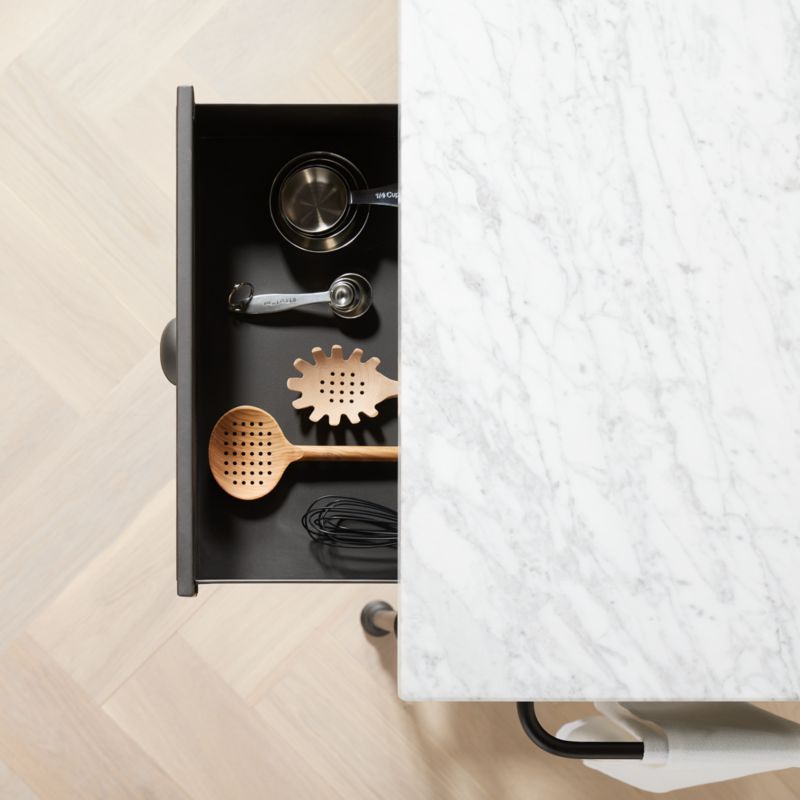 French 72" Large White Marble Kitchen Island + Reviews Crate & Barrel