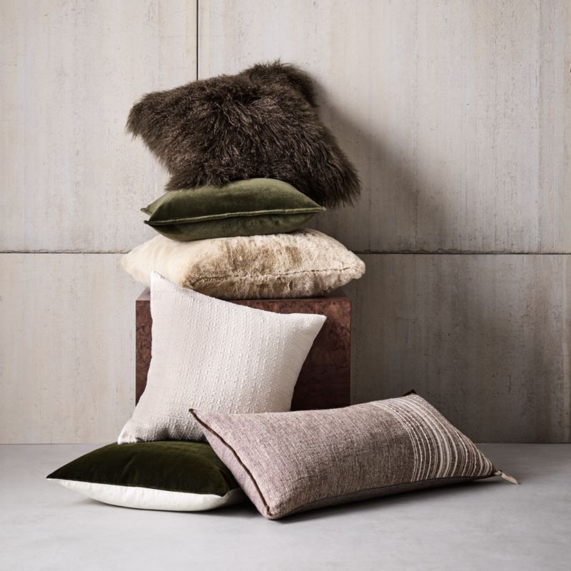 Ginger Beige Faux Fur 23"x23" Throw Pillow with Feather Insert