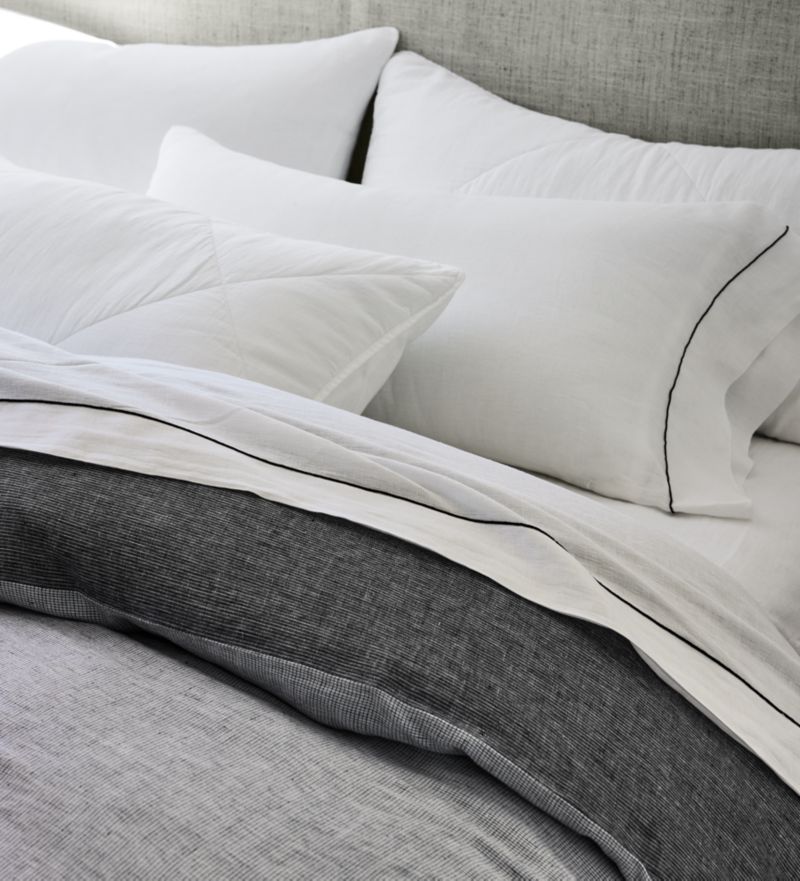 New Natural Hemp Ink Black Grid King Duvet Cover + Reviews Crate & Barrel