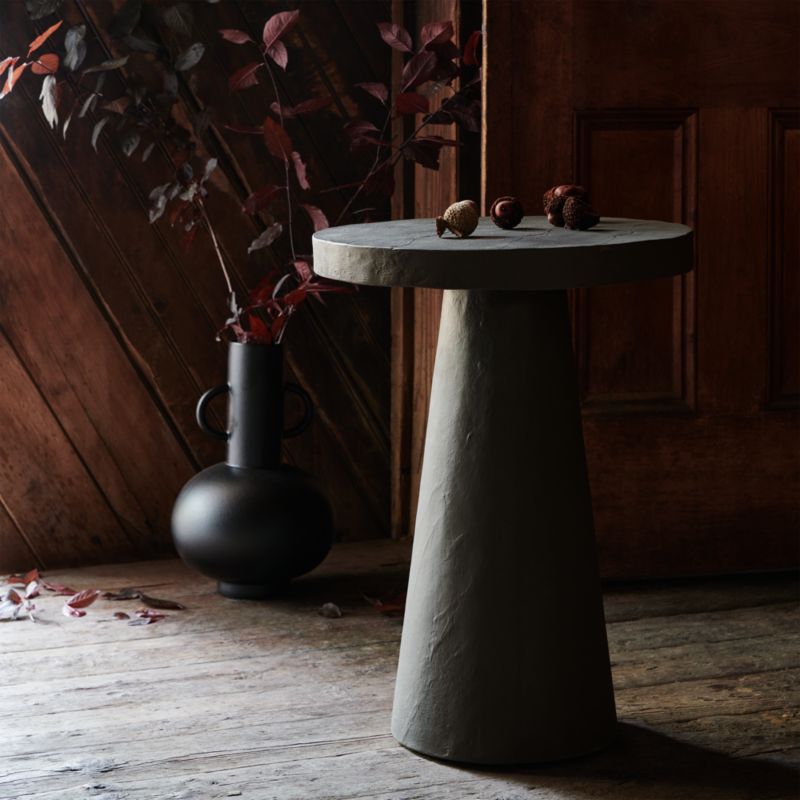 Willy Charcoal Brown Round Pedestal Side Table by Leanne Ford + Reviews