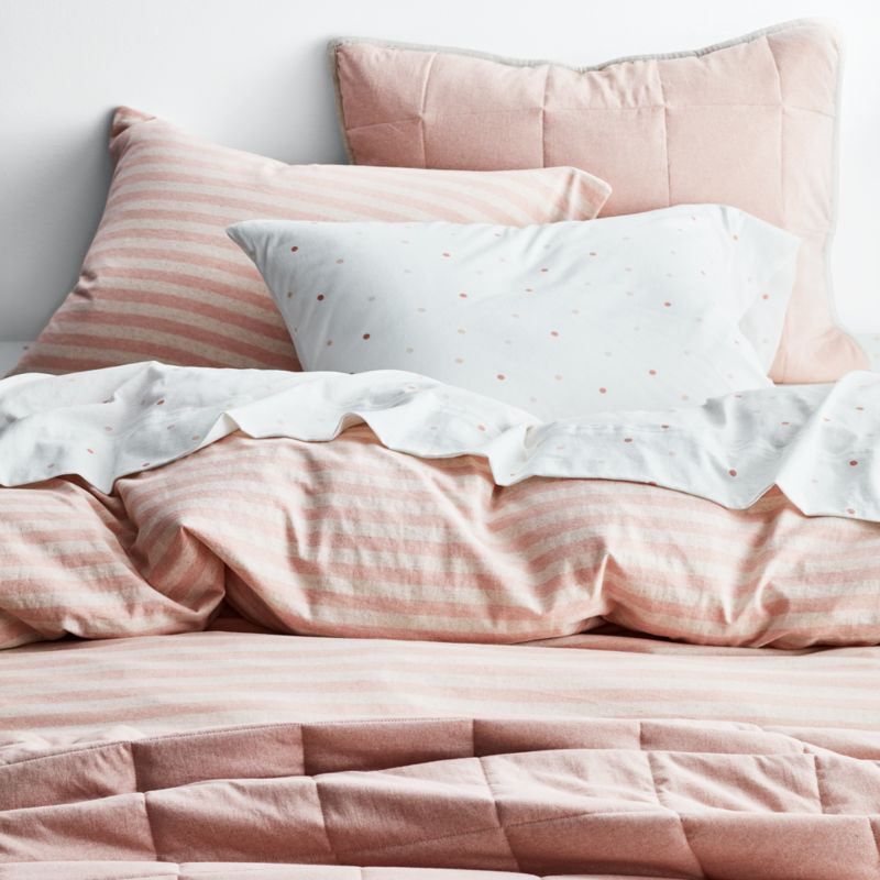 Modern Comfy Tee Pink Stripe Organic Cotton Jersey Kids Twin Duvet